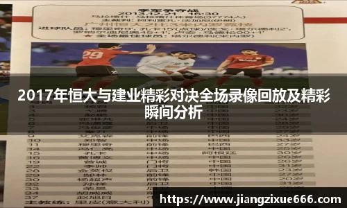 2017年恒大与建业精彩对决全场录像回放及精彩瞬间分析